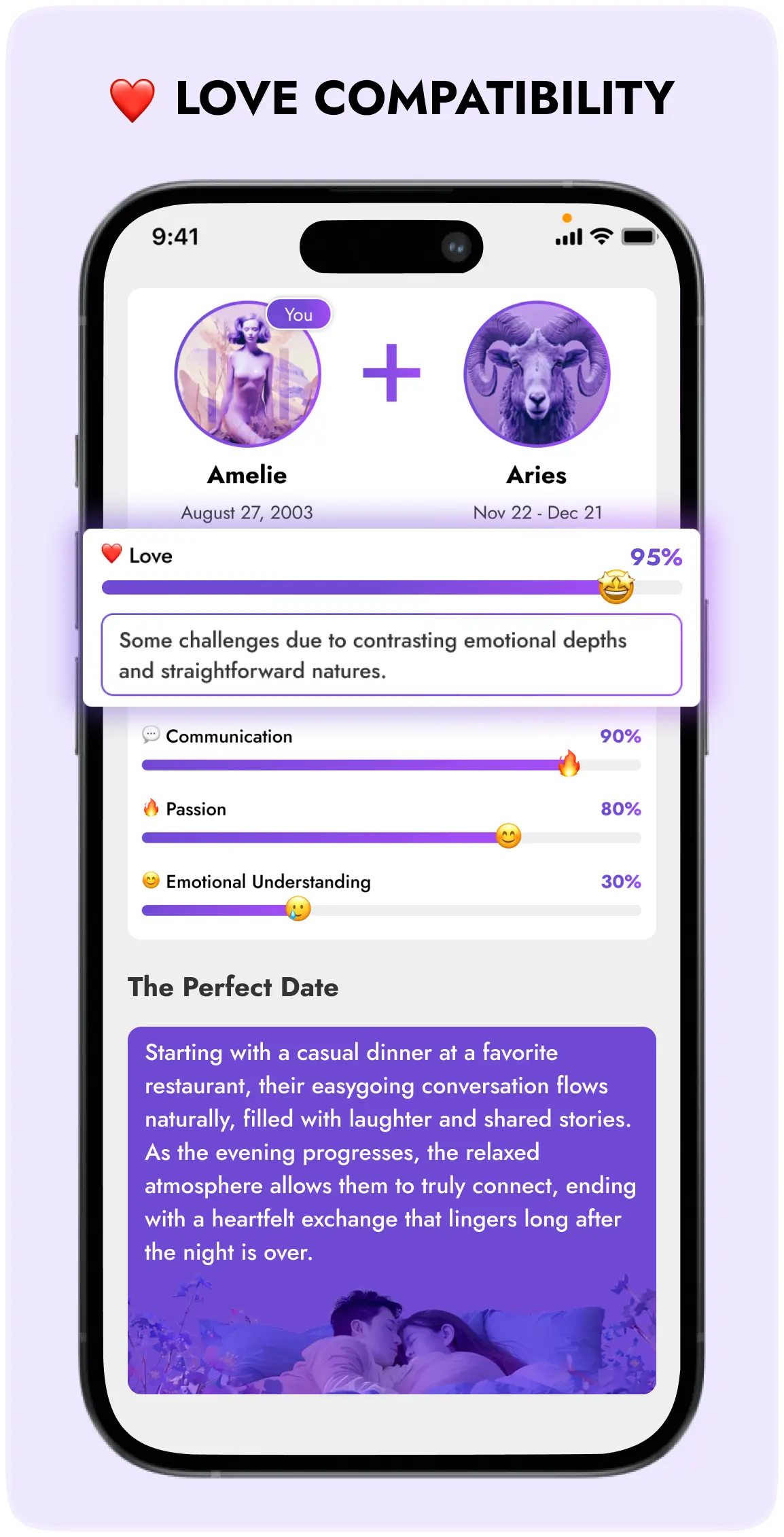 AstroBella Love Compatibility Screen